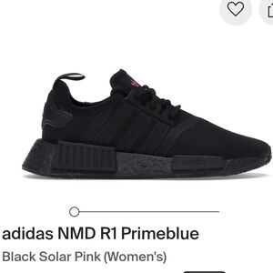Adidas Women's NMD R1 Primeblue Black with Pink Accents